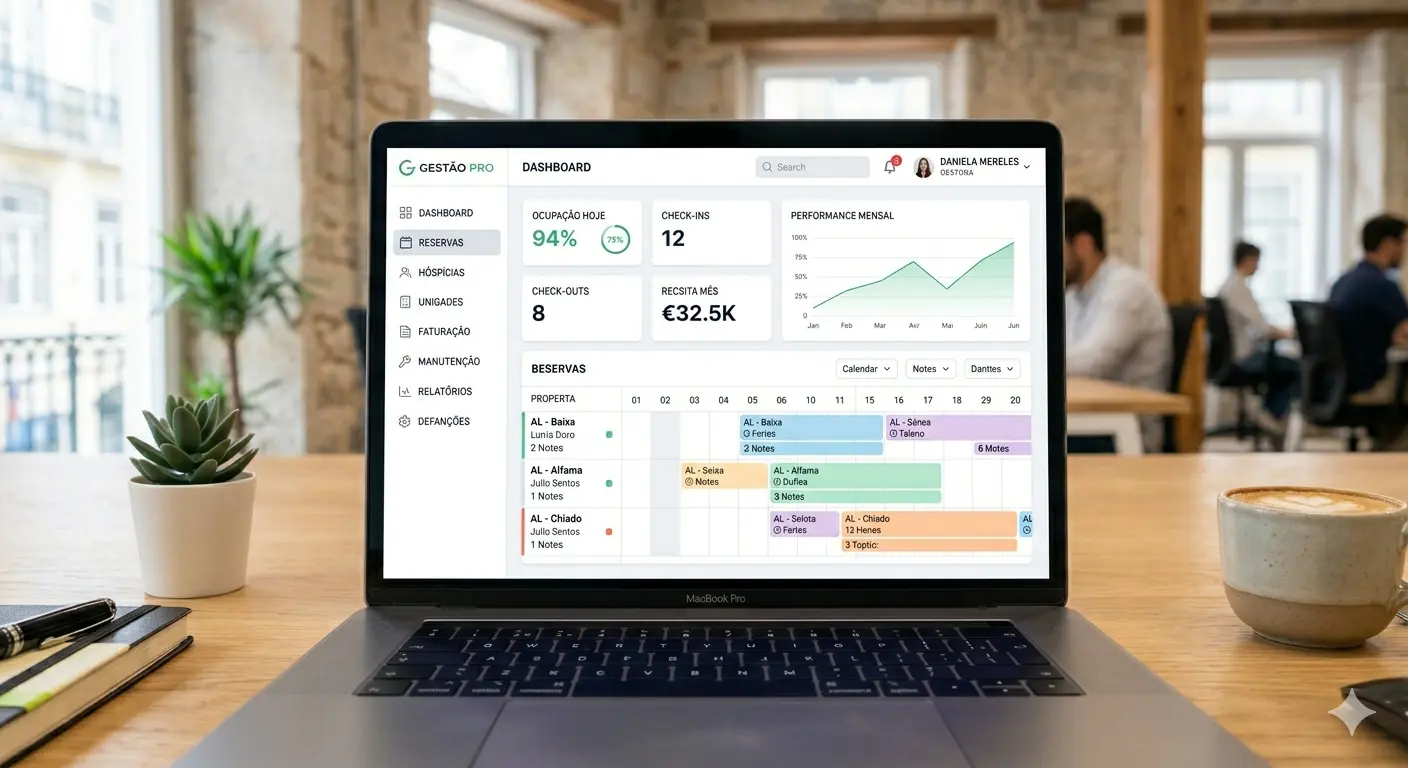 Plataforma 4AL - dashboard do PMS para gestão de Alojamento Local